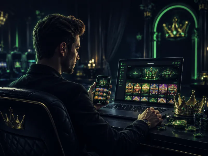 Player enjoying CrownPokies Casino on mobile and desktop
